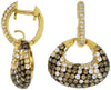 ESTATE 2.85CT WHITE & BLACK DIAMOND 14KT YELLOW GOLD MULTI ROW HANGING EARRINGS