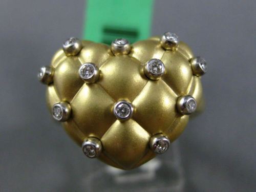 ESTATE LARGE .24CT DIAMOND 18KT WHITE & YELLOW GOLD 3D ETOILE HEART LOVE RING