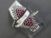 ESTATE WIDE .36CT DIAMOND & AAA RUBY 14KT WHITE GOLD TRIANGLE PAVE FLEXIBLE RING