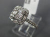 ESTATE WIDE .61CT ROUND & BAGUETTE DIAMOND 18K WHITE GOLD 3D CLUSTER SQUARE RING