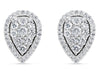 ESTATE .70CT DIAMOND 18K WHITE GOLD CLASSIC TEAR DROP CLUSTER HALO STUD EARRINGS