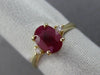 ESTATE 1.36CT DIAMOND & RUBY 14KT YELLOW GOLD 3D 3 STONE CLASSIC ENGAGEMENT RING