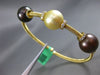 ESTATE LARGE .45CT DIAMOND & AAA SOUTH SEA PEARL 18K YELLOW GOLD BANGLE BRACELET