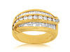 ESTATE 1.77CT ROUND & BAGUETTE DIAMOND 14K YELLOW GOLD 3D SWIRL ANNIVERSARY RING