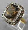 LARGE 3.30CT WHITE & CHOCOLATE FANCY DIAMOND & SMOKY TOPAZ 14K 2 TONE GOLD RING