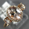 ESTATE 1.10CT DIAMOND & AAA MORGANITE 14K ROSE GOLD 3D THREE STONE OVAL FUN RING