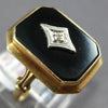 ANTIQUE WIDE .02CT OLD MINE DIAMOND & AAA ONYX 14K TWO TONE GOLD 3D HEXAGON RING