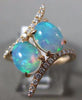 ESTATE 1.80CT DIAMOND & AAA AUSTRALIAN OPAL 14KT YELLOW GOLD 3D SNAKE OVAL RING