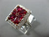 ANTIQUE WIDE 2.84CT DIAMOND & AAA RUBY 18KT WHT & ROSE GOLD FILIGREE FLOWER RING