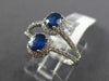 ESTATE WIDE 1.24CT DIAMOND & AAA SAPPHIRE 14K WHITE GOLD FLOWER ANNIVERSARY RING