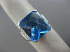 ESTATE EXTRA LARGE 13.02CT DIAMOND & AAA BLUE TOPAZ 14K WHITE GOLD FILIGREE RING
