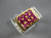 ANTIQUE WIDE 1.62CT ROSE CUT DIAMOND & RUBY 14K TWO TONE GOLD OPEN FILIGREE RING