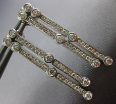 ESTATE 1.27CT DIAMOND 14KT WHITE GOLD BEZEL DOUBLE ROW HANGING EARRINGS #16917