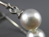 ESTATE .10CT DIAMOND & AAA SOUTH SEA PEARL 18KT WHITE GOLD LOVE BANGLE BRACELET