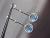 ESTATE LARGE 6.0CT DIAMOND & BLUE TOPAZ 14KT WHITE & BLACK GOLD 3D HALO EARRINGS