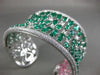 LARGE 24.73CT DIAMOND & AAA COLOMBIAN EMERALD 18KT WHITE GOLD 3D BANGLE BRACELET