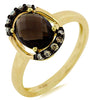 1.88CT CHOCOLATE FANCY DIAMOND & AAA SMOKY TOPAZ 14KT YELLOW GOLD OVAL FUN RING