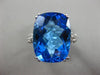 ESTATE EXTRA LARGE 12CT DIAMOND & BLUE TOPAZ 14KT WHITE GOLD OPEN FILIGREE RING