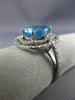 ESTATE 3.44CT DIAMOND & AAA BLUE TOPAZ 14K WHITE GOLD OVAL HALO ENGAGEMENT RING