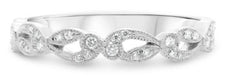 ESTATE .12CT DIAMOND 14KT WHITE GOLD CLASSIC FILIGREE MILGRAIN ANNIVERSARY RING