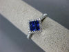 ESTATE WIDE .72CT DIAMOND & AAA SAPPHIRE 18K WHITE GOLD CLASSIC SQUARE HALO RING
