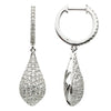 ESTATE 1.39CT DIAMOND 18KT WHITE GOLD 3D CLASSIC TEAR DROP PAVE HANGING EARRINGS