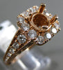 ESTATE LARGE 1.19CT DIAMOND 14K ROSE GOLD SQUARE HALO SEMI MOUNT ENGAGEMENT RING