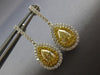 ESTATE LARGE 1.96CT WHITE & FANCY YELLOW DIAMOND 18KT 2 TONE GOLD HALO EARRINGS