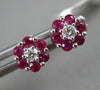 ESTATE .50CT DIAMOND & AAA RUBY 14KT WHITE GOLD 3D CLASSIC FLOWER STUD EARRINGS