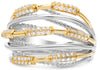 ESTATE WIDE .31CT DIAMOND 14K 2 TONE GOLD MULTI ROW CRISS CROSS ANNIVERSARY RING