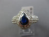 LARGE 2.65CT DIAMOND & PEAR SAPPHIRE 14KT WHITE GOLD DOUBLE HALO ENGAGEMENT RING