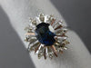 ESTATE WIDE 1.20CT DIAMOND & AAA SAPPHIRE 14KT WHITE GOLD OVAL FLOWER FUN RING