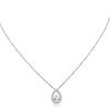 ESTATE .31CT DIAMOND 14KT WHITE GOLD CLASSIC SOLITAIRE TEAR DROP LOVE NECKLACE