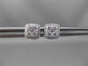 ESTATE .39CT DIAMOND 18KT WHITE GOLD 3D CLUSTER SQUARE HALO STUD EARRINGS 6mm