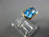 ESTATE 2.35CT DIAMOND & AAA BLUE TOPAZ 14KT 2 TONE GOLD SEMI ETERNITY BEZEL RING