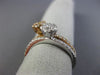 ESTATE WIDE .84CT DIAMOND 18K WHITE & ROSE GOLD 3D FLOWER CLUSTER STACKABLE RING