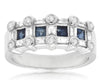 ESTATE 1.10CT DIAMOND & AAA SAPPHIRE 14KT WHITE GOLD 3D WEDDING ANNIVERSARY RING