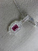 ESTATE SMALL .12CT DIAMOND & AAA RUBY 18KT WHITE GOLD FILIGREE MILGRAIN PENDANT