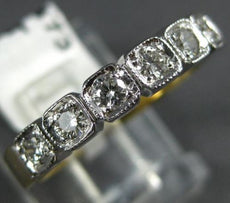 ANTIQUE .40CT DIAMOND 14KT WHITE & YELLOW GOLD 3D SQUARE ANNIVERSARY RING #11473