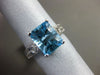 ESTATE 4.03CT DIAMOND & BLUE TOPAZ 14K WHITE GOLD 3D EMERALD CUT ENGAGEMENT RING
