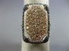 ESTATE LARGE 3.61CT MULTI COLOR DIAMOND 18KT ROSE GOLD 3D PAVE RECTANGULAR RING