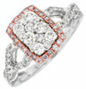 .86CT WHITE & PINK DIAMOND 14KT WHITE GOLD 3D RECTANGULAR HALO ANNIVERSARY RING
