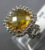 ESTATE 11.0CT DIAMOND & AAA CITRINE 18KT WHITE GOLD SOLITAIRE FILIGREE RING #857