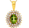 ESTATE LARGE 1.37CT DIAMOND & AAA PERIDOT 14K YELLOW GOLD 3D DOUBLE HALO PENDANT