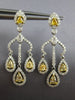 ESTATE 1.88CT WHITE & FANCY YELLOW DIAMOND 18KT 2 TONE GOLD 3D HANGING EARRINGS