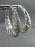 ESTATE LARGE & WIDE .50CT DIAMOND 14KT WHITE GOLD FILIGREE HOOP HANGING EARRINGS