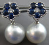 LARGE 1.96CT DIAMOND & AAA SAPPHIRE SOUTH SEA PEARL 18KT GOLD 3D FLOWER EARRINGS