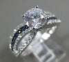 ESTATE 1.36CT DIAMOND & AAA SAPPHIRE 14K WHITE GOLD 3D MULTI ROW ENGAGEMENT RING
