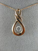 ESTATE .15CT DIAMOND 14KT ROSE GOLD 3D SOLITAIRE TEAR DROP INFINITY LOVE PENDANT