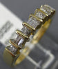 ESTATE 1.25CT ROUND & BAGUETTE DIAMOND 14KT YELLOW GOLD WEDDING ANNIVERSARY RING